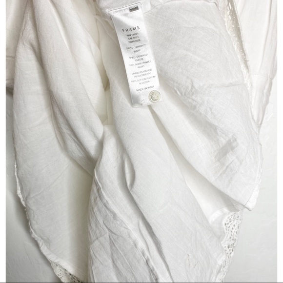 FRAME Pin-tuck Ruffle Crochet Lace Voile Dress S - Picture 14 of 15